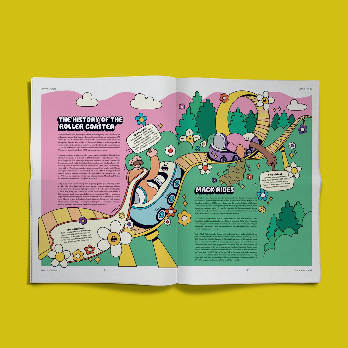 Self confessed roller coaster fan @mcconkeydesign brought his playful sense of humour to this editorial piece for @25hourshotels. His high octane illustration hurtles you through a track-load of coaster facts so buckle up and join the ride...if your stomach can handle it.