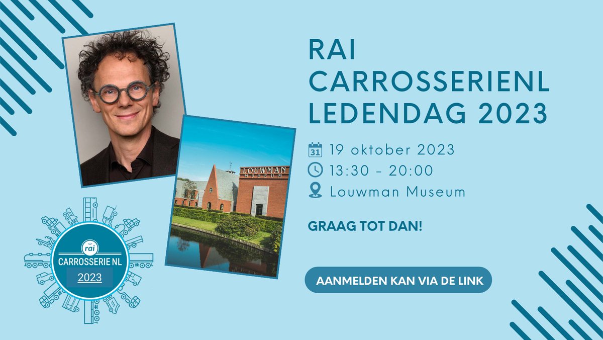 Nog een week tot de RAI CarrosserieNL ledendag in het Louwman Museum. Met als programma de ledenvergadering, presentaties over o.a. lopend marktonderzoek en tech-innovaties, een museumbezoek en als afsluiter een heerlijk dinerbuffet. Tot dan! Aanmelden:  c.spotler.com/ct/m17/k1/2zG4…
