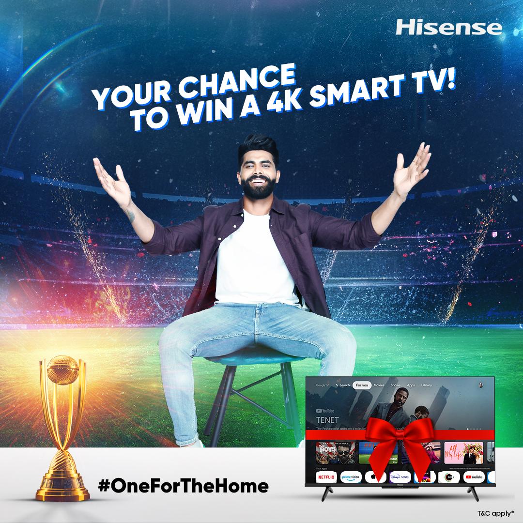 Hisense_IND's tweet image. Wishing our entire team and our brand ambassador Ravindra Jadeja the best of luck in bringing #OneForTheHome! To show your support, join our challenge and stand a chance to win state-of-the-art Hisense TV for your home. All you have to do is-:

-Spot the best moment of Ravindra…