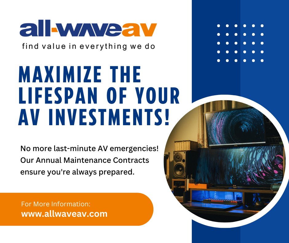 Maximize the lifespan of your AV investments! 🎥🔊 
No more last-minute AV emergencies! ⚡ Our Annual Maintenance Contracts ensure you're always prepared. 🛡️ 

#AVMaintenance #peaceofmind #audiovisualsolutions #VideoConferencingSolutions #audiosystem #boardroom #MeetingRoom