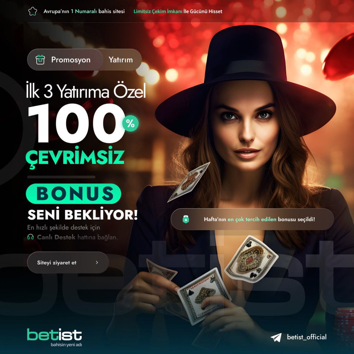 Betist'de Yep Yeni Bir Bonus Seni Bekliyor❗️
Betist giriş ile sende sahte/klon sitelerde mağduriyet yaşamamak için takipte kal!
#betist 
✔️Yapılacak Olan ilk 3 Yatırıma Özel %100 Çevrimsiz Bonus.

🟩Yatırımınızın Ardından Canlı Destek Üzerinden Talep Edebilirsiniz 💬