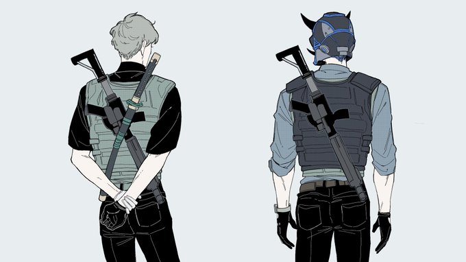 「black pants weapon on back」 illustration images(Latest)