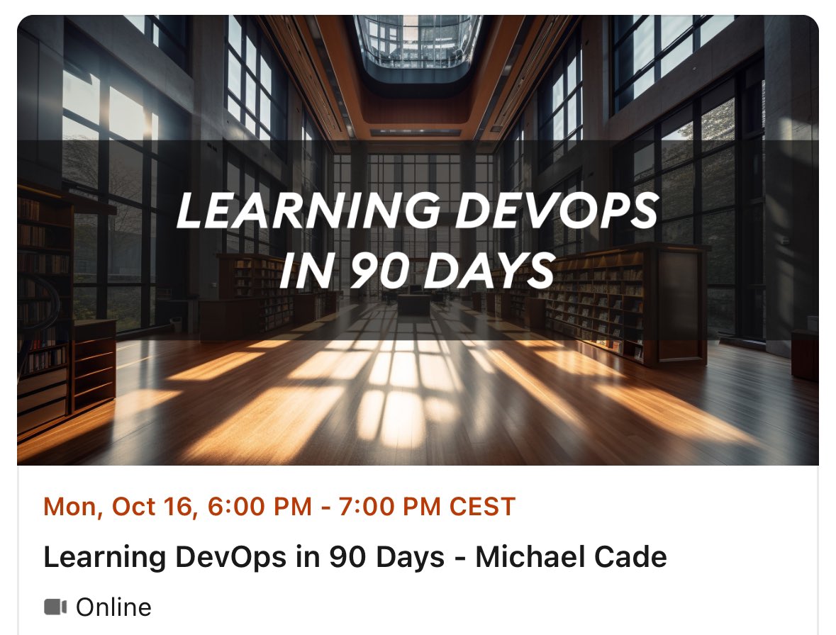 cjkodare's tweet photo. Do you want to learn DevOps in 90 days?
Join me together with @TheKevinEvans @discussclouds as we are going live with guest @MichaelCade1, CTO at @Veeam
โฐ Oct 16, Monday at 18:00 CEST
๐ฅ https://t.co/wSZDnO4ixt
#streamingclouds #devops #90daysofdevops https://t.co/qf2e3LN08I