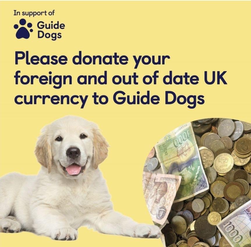 SoliGuideDog's tweet image. Don&apos;t forget that @GuideDogs wants your old foreign currency...just drop it in to any of our collection boxes 
 #GuideDogs #GuideDogsUK #GuideDogsForTheBlind