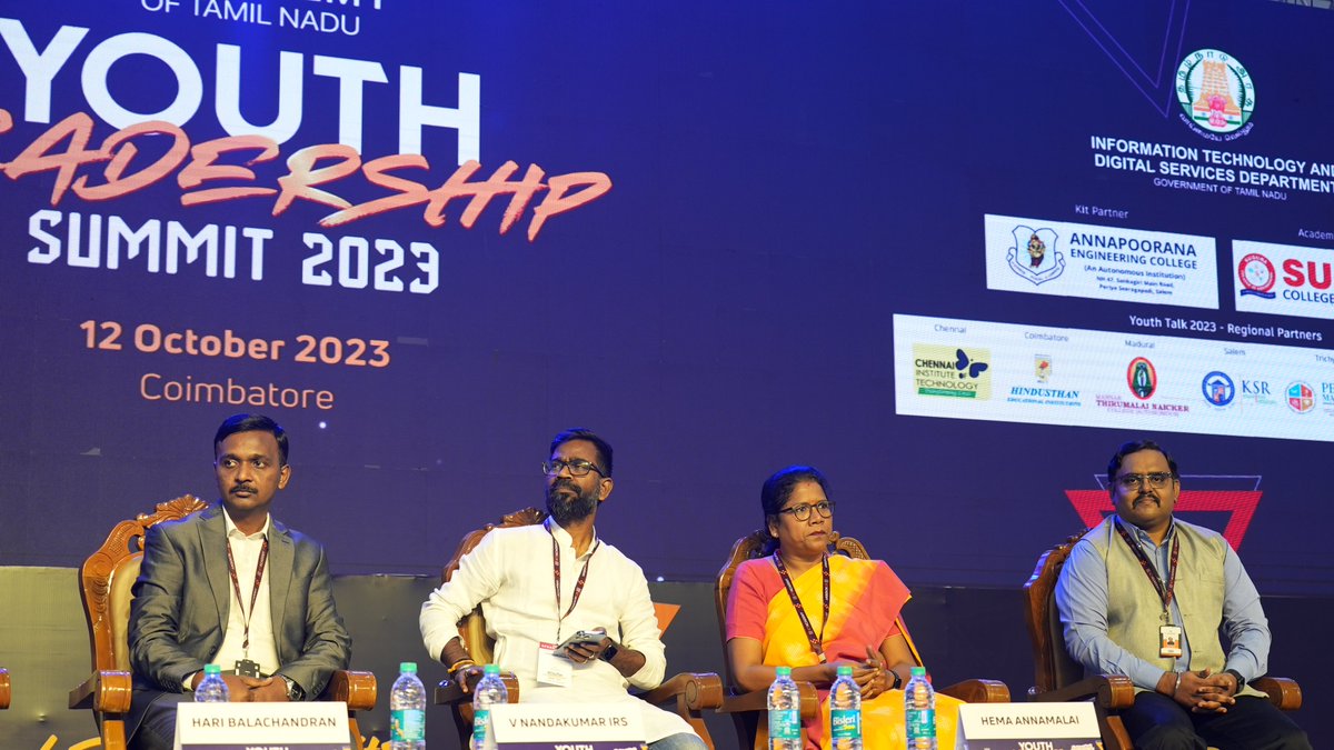 ictacademyindia's tweet image. Hari Balachandran, Chief Executive Officer, ICT Academy of Tamil Nadu delivered an energetic welcome address at the ICT Academy Youth Leadership Summit 2023 at the Codissia Trade Fair Complex in Coimbatore on 12 October 2023.

#ictacademyindia #YouthTalk2023 #YLS23 #Talkathon