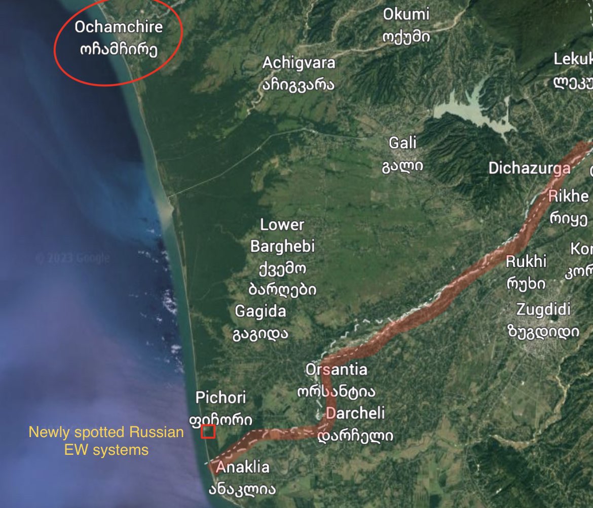 Following the announcement of a new Russian naval base in occupied Abkhazia, fearing possible drone attacks from Ukraine, Russian forces have started deploying EW systems around Ochamchire, including at the Pichori base, which is only 4 km from the Georgian-controlled Anaklia.