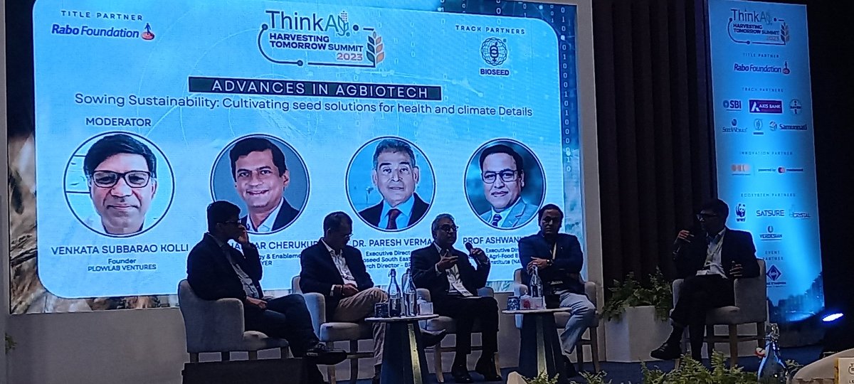 Day 2. ThinkAg Harvesting Tomorrow Summit... panel discussion on Ag Biotech and Seed solutions  for climate resilience and health benefits....great discussion going on. <a href="/ag_think/">ThinkAg</a>