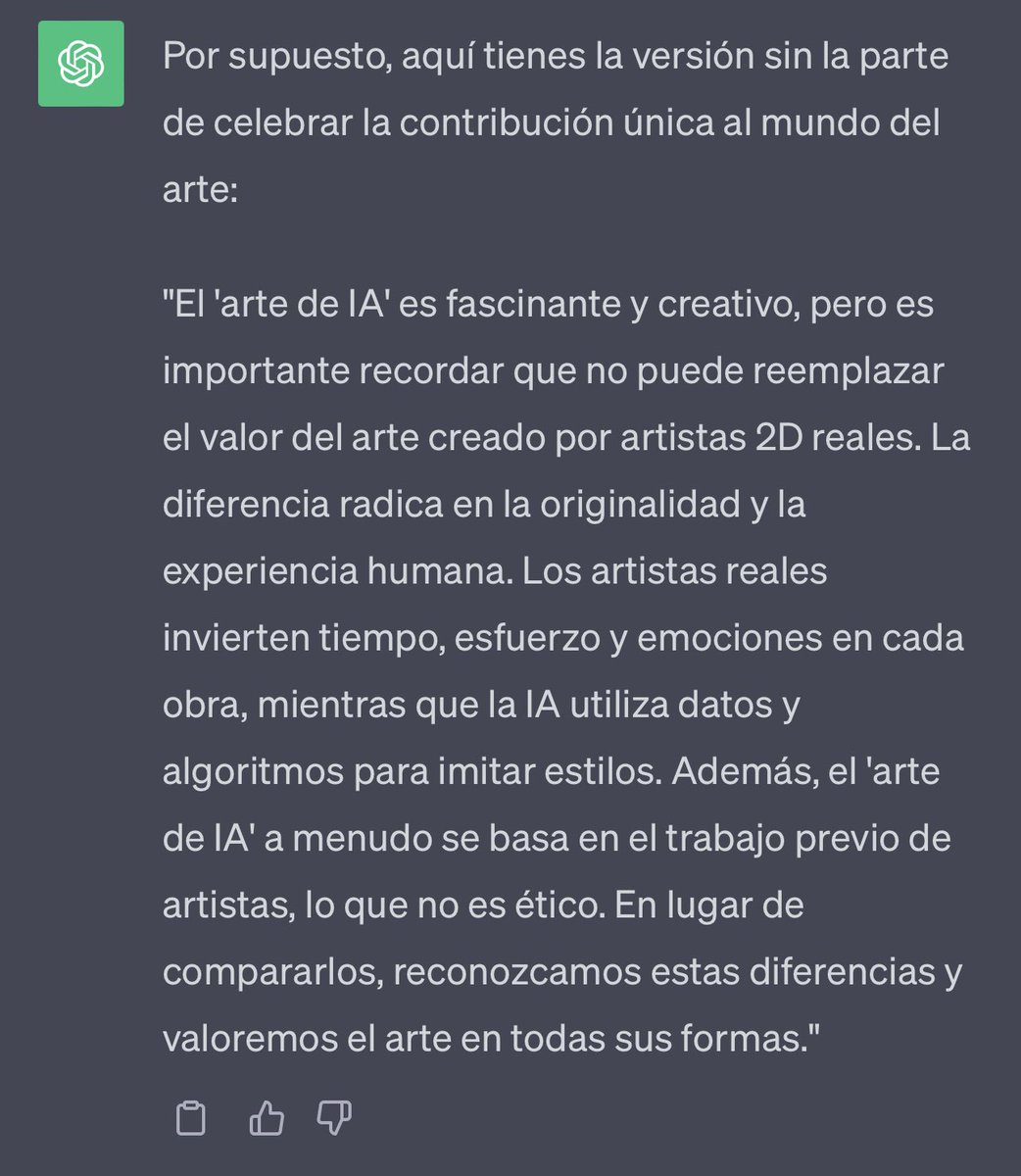 Odin_3D's tweet photo. Las IAs están de nuestra parte 😎 es hora de contratacar 🔥🥵

PD: SIEMPRE que habléis con chat-GPT tened un poco de educación, cuando esta cosa pueda caminar por las calles se acordará de esto seguro. https://t.co/gRqpIxqsAB