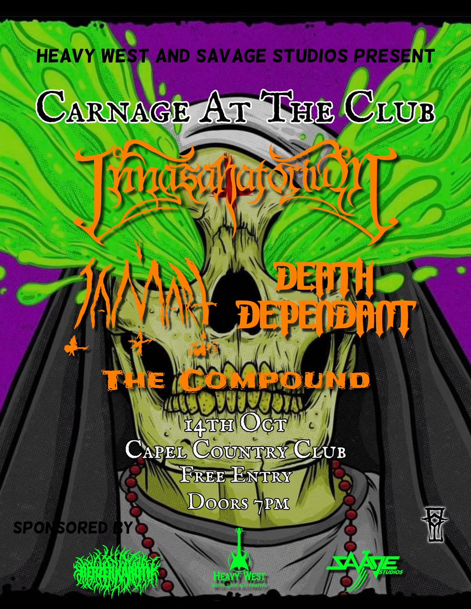 Gig this Saturday at the Capel Country club. With Death Dependant, The Compound and JamArt. Sponsored by Heavy West, Savage Studios and Berezerkaroth

#metalgig #localgig #heavymetal #metal