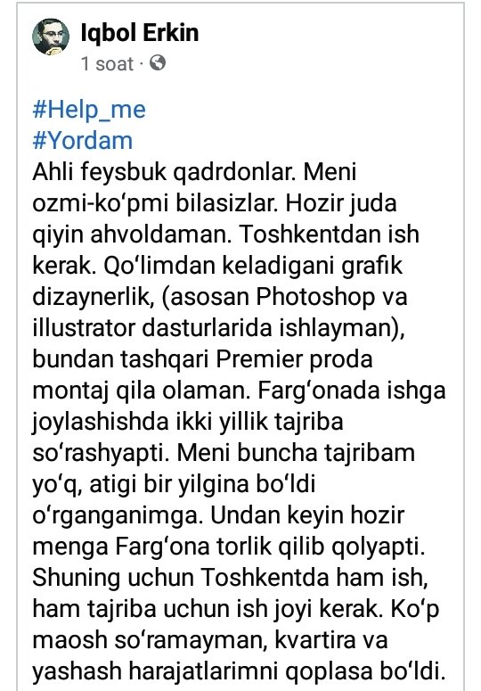 IqbolsherT's tweet image. #help_me
Eʼtiborsiz qoldirmaysizlar degan umiddaman!