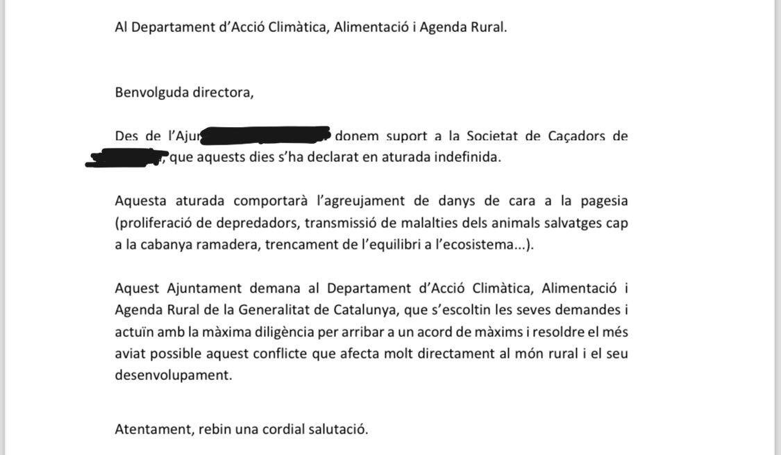 cinegeticat's tweet photo. Molts Alcaldes estan enviant cartes a l’atenció d’@AnnaSanitjas (Directora General d’@accioclimatica) per demanar que escoltin les demandes i problemes que tenen les societats de caçadors dels seus municipis i arribin a un acord de màxims amb celeritat per resoldre el conflicte https://t.co/1OlcDUEPqb