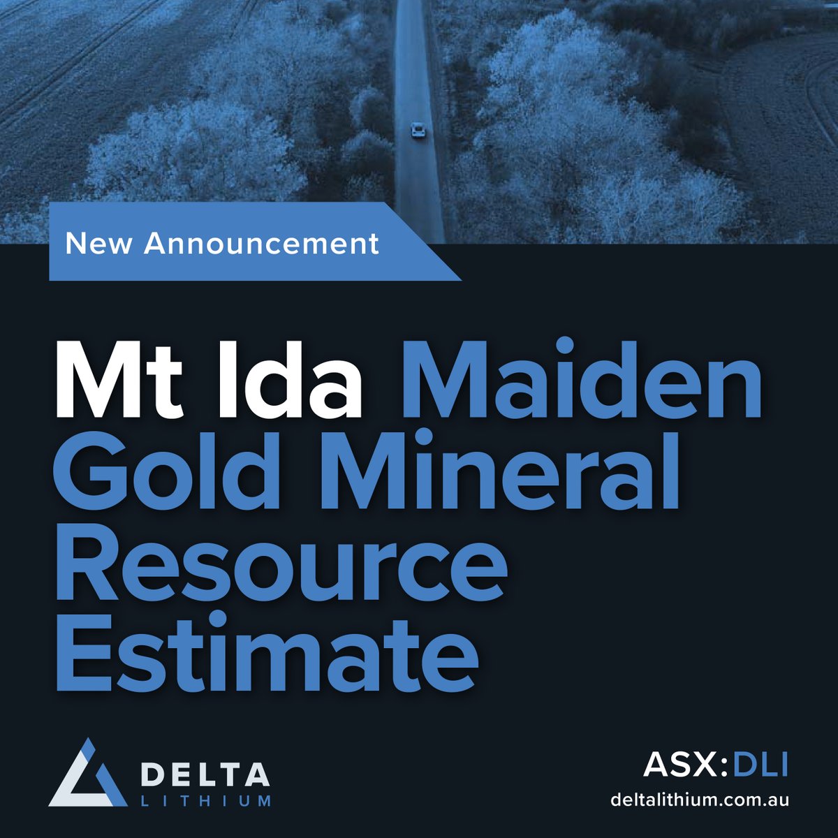 DeltaLithium's tweet photo. $DLI (ASX:DLI) Delta Lithium is pleased to report its maiden Mineral Resource Estimate (MRE) for gold at 100% owned Mt Ida.

The drilling completed by Delta is the result of lithium exploration and resource development drilling.

Read Full Announcement: 
https://t.co/C4wrAQfuqU https://t.co/fwNCRg15Mh