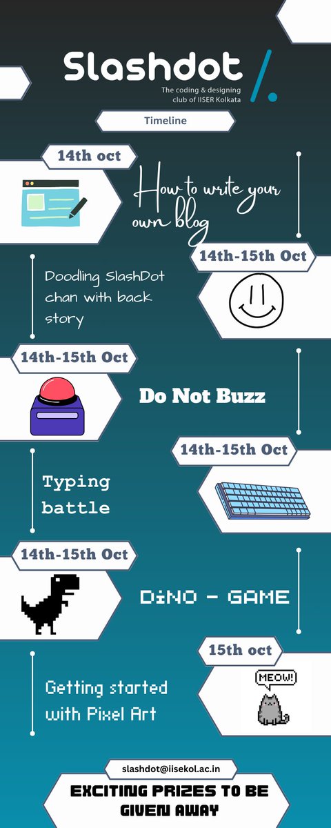 Excited to reveal the jam-packed Slashdot itinerary for Lexis, the literary fest at IISER Kolkata! 📚✨ 

Get ready for exciting games, interactive workshops, and more. Don't miss out on this literary extravaganza! 📖🎉 

#Lexis #LitFest #IISERKolkata #Slashdot