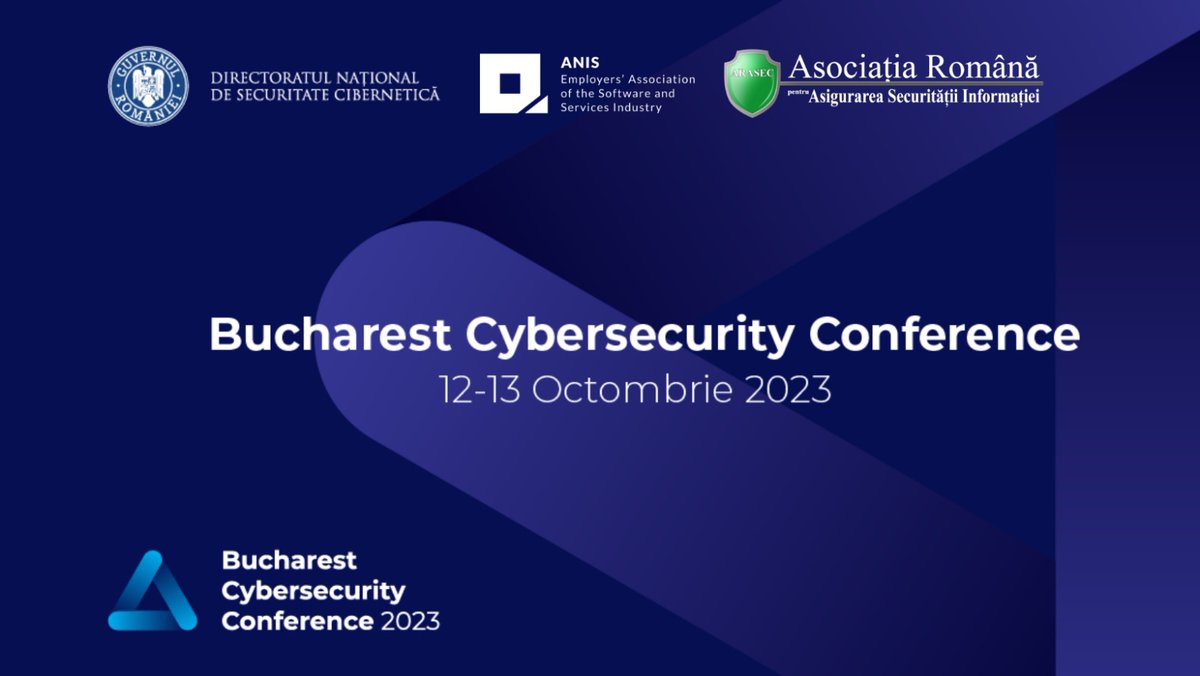 Today starts the Bucharest Cybersecurity Conference, organised by  <a href="/DNSC_RO/">Directoratul Național de Securitate Cibernetică</a> with the help of ANIS Romania and <a href="/RAISA_org/">RAISA</a>.

For more details, please explore the conference website: dnsc.ro/bucharest-cybe….

#cybersecurity