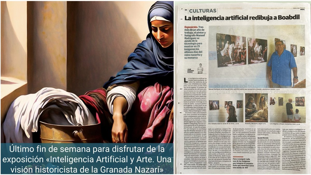 Último fin de semana para disfrutar de nuestra exposición en <a href="/CasadeZafra/">Casa de Zafra</a> «Inteligencia Artificial y Arte. Una visión historicista de la Granada Nazarí» de @mrgfotografias. Damos las gracias a <a href="/jamunozideal/">José Antonio Muñoz</a> por el excelente articulo que nos ha dedicado