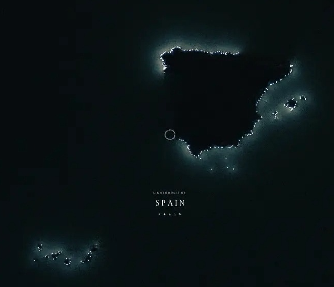 FarsdeBalears's tweet photo. 💡 En España existen 187 faros.👉 Así se verían iluminando nuestras costas. https://t.co/zmHpXDGozy