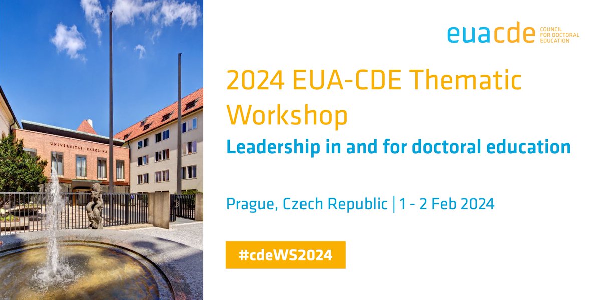 EUA-CDE (@euacde) on Twitter photo What does leadership in #DoctoralEducation mean in times of transformations ⚙️ & what tools are available at universities for #LeadershipDevelopment?
We will be discussing this & more at #cdeWS2024 <a href="/CharlesUniPRG/">Charles University</a> 🇨🇿
Registrations open 🔗 bit.ly/cdeWS2024_x
#EUACDE What does leadership in #DoctoralEducation mean in times of transformations ⚙️ & what tools are available at universities for #LeadershipDevelopment?
We will be discussing this & more at #cdeWS2024 <a href="/CharlesUniPRG/">Charles University</a> 🇨🇿
Registrations open 🔗 bit.ly/cdeWS2024_x
#EUACDE