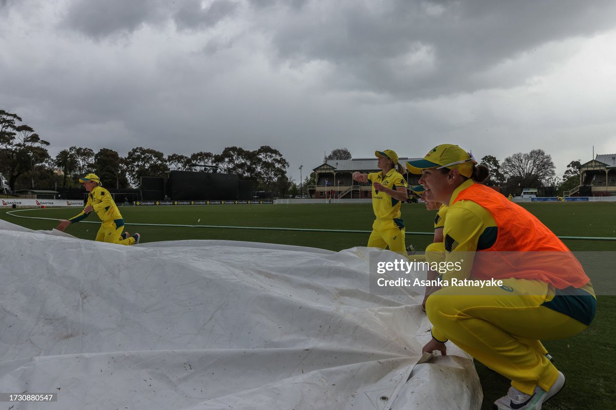 I have covered my fair share of International cricket over the years, never have I seen players have to help ground staff put the covers on. #AUSvWI