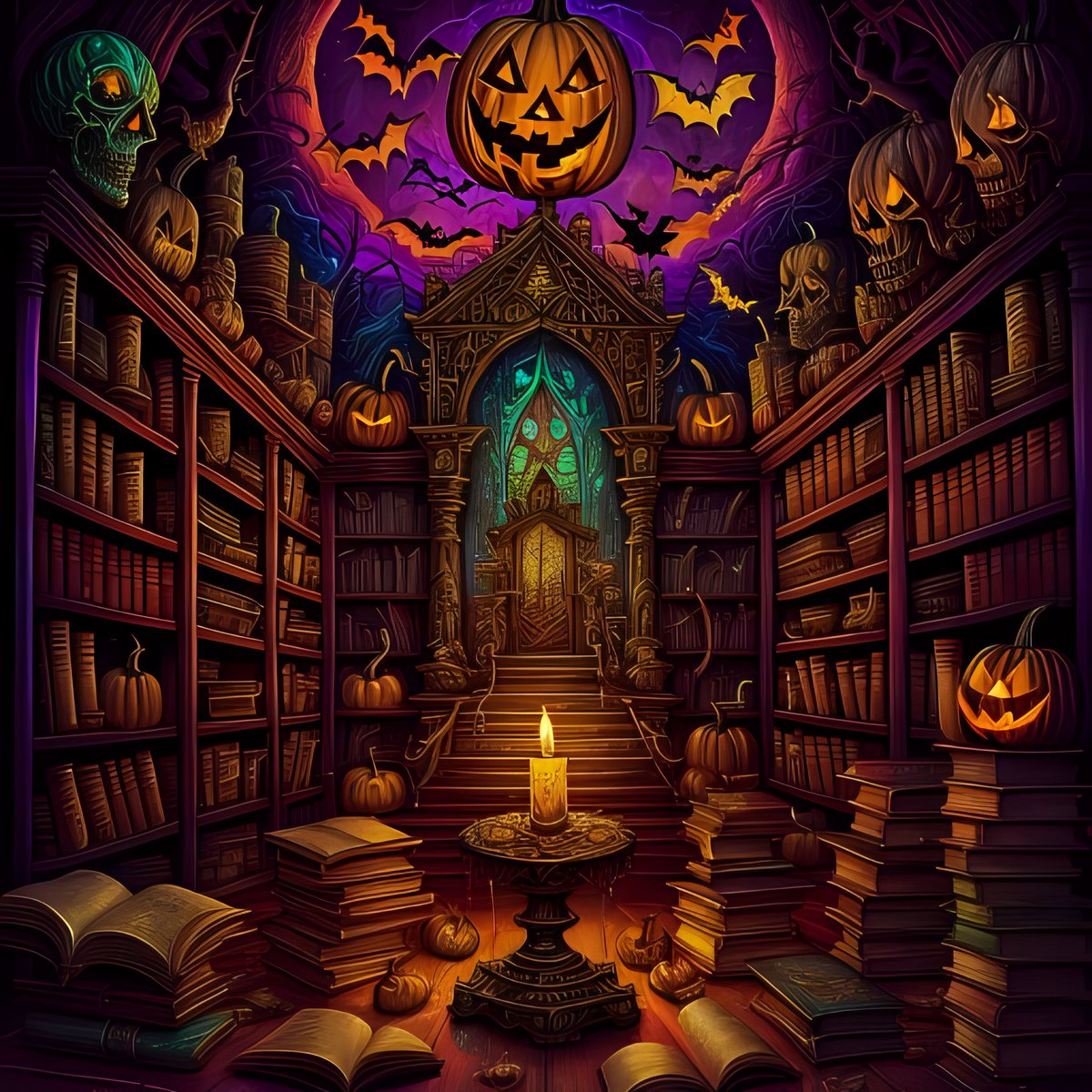 Artifex_NFTArt's tweet photo. 🦇 Amidst the ghostly galleries, a haunted library lurks, its spooky shelves stocked with bewitched books! 

Dare to delve into the dark, dusty pages and uncover eerie enigmas? #ArtifexHauntedGallery 📚🎃 https://t.co/MnwIoG3teD