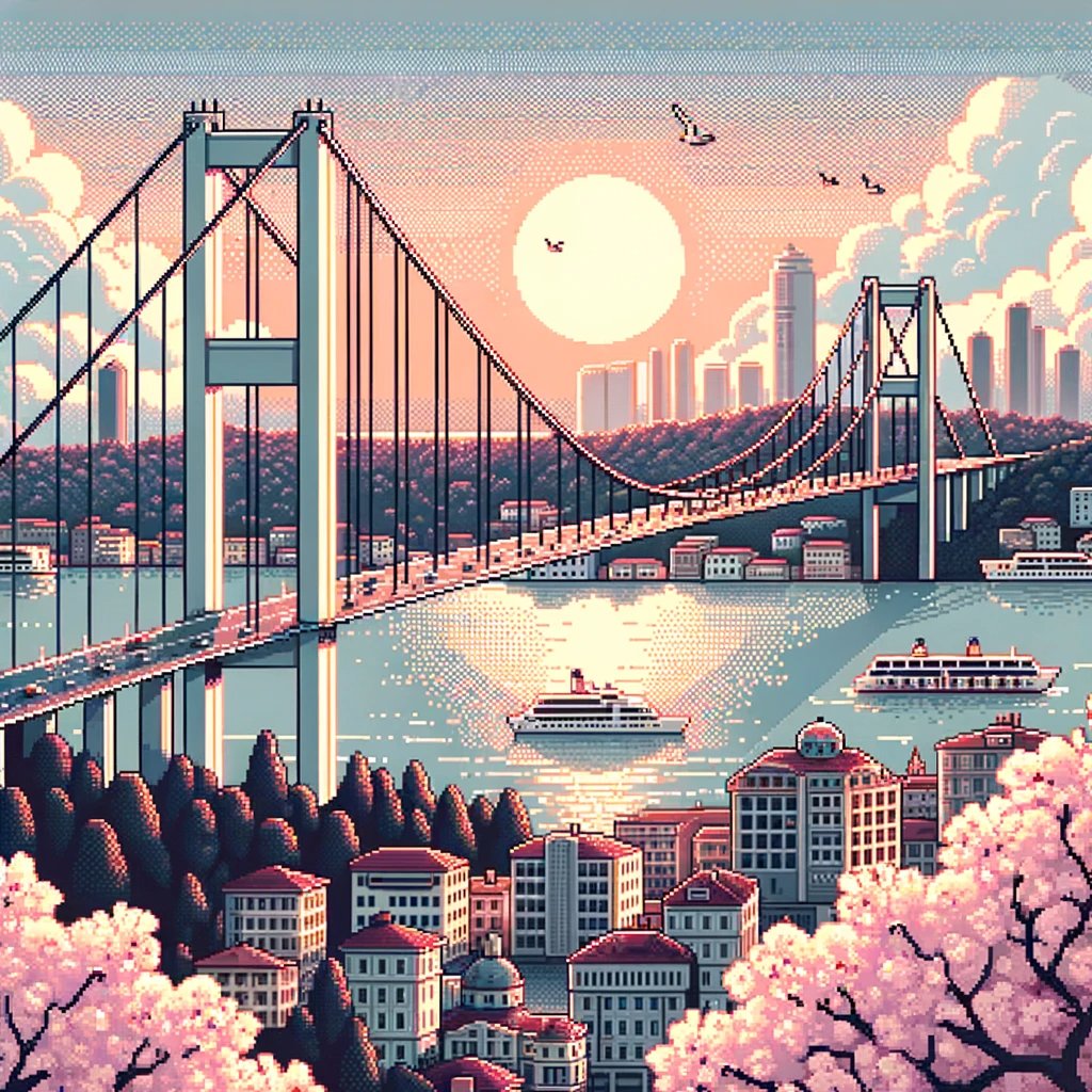 Istanbul Pixel Yapay zekadan İstanbul Boğazı'nı pixel art ile oluşturmasını istedim ...