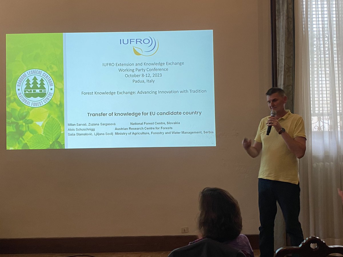 Presentations of @IUFRO #Extension #Knowledge #Exchange meeting in Padova, Italy. Learned about encouraging Irish landowners to plant trees, #Forestry outreach in Slovakia, forest stewardship program in CA, #poolsidePests in NC, & more! @kellbelle416