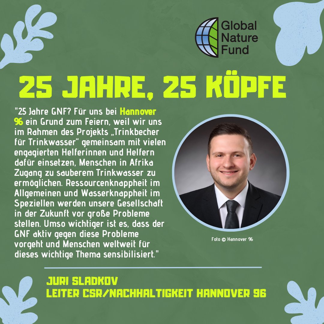 Wir feiern weiter #25jahregnf!🎉 Heute gratuliert Juri Sladkov, Leiter CSR/Nachhaltigkeit bei Hannover 96🌱

@hannover96 #umweltschutz #naturschutz #biodiversität #artenvielfalt