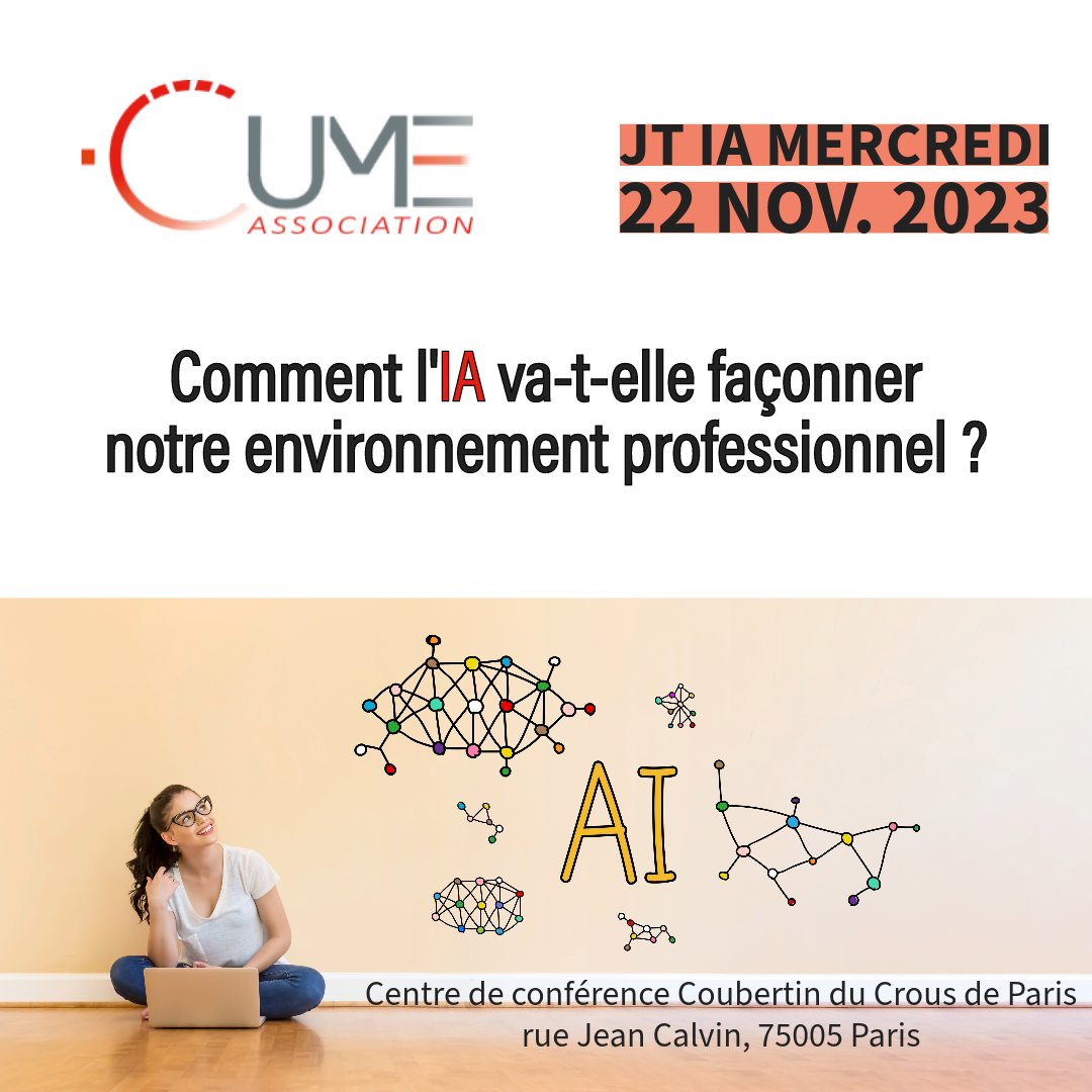 Notre #JTIA du 22 novembre se précise : programme complet et inscriptions sont sur cume.fr Les places sont limitées, ne tardez pas !