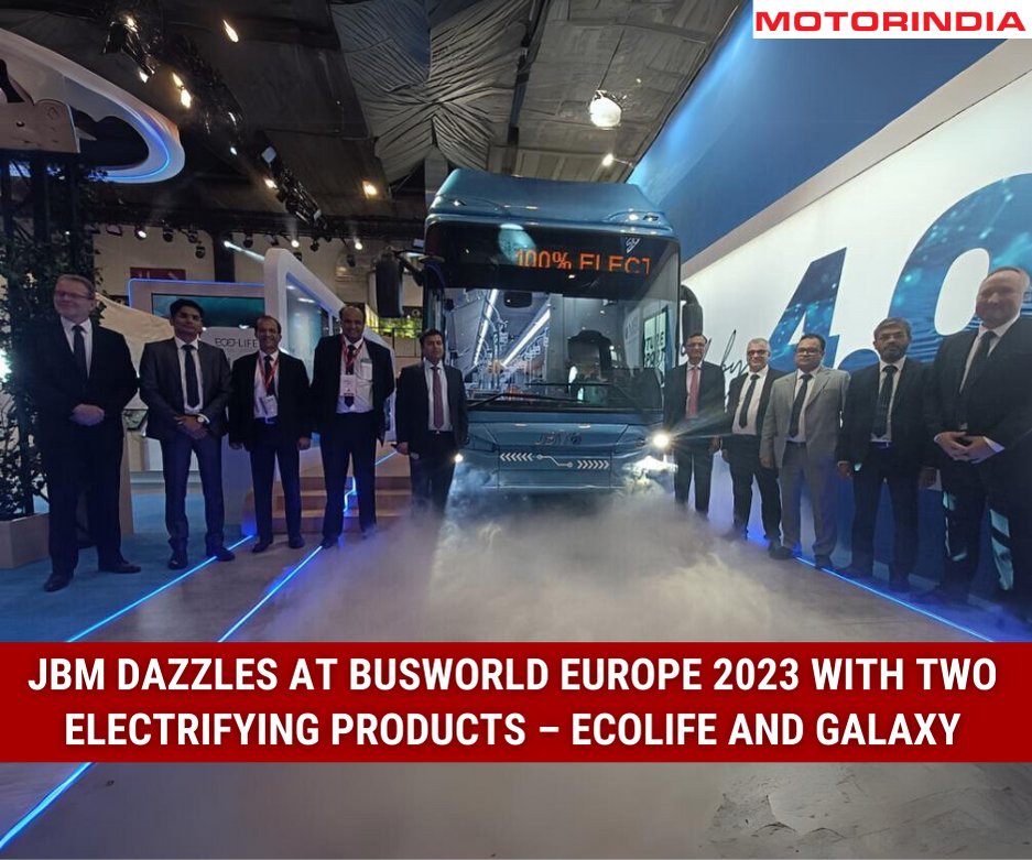 motorindiatweet's tweet photo. JBM Electric Vehicles, leading Indian electric bus manufacturer made an eye-catching debut at Busworld Europe 2023, with its all-electric city bus – ECOLIFE and luxury coach – GALAXY. This also marks JBM Electric Vehicles’ foray into the European Union region with an array of products & solutions specifically tailored towards providing end-to-end e-mobility ecosystem solutions.

𝐑𝐞𝐚𝐝 𝐌𝐨𝐫𝐞: https://t.co/at2NLSlz8O

#JBM #Busworld2023  #ECOLIFE #GALAXY #europe
