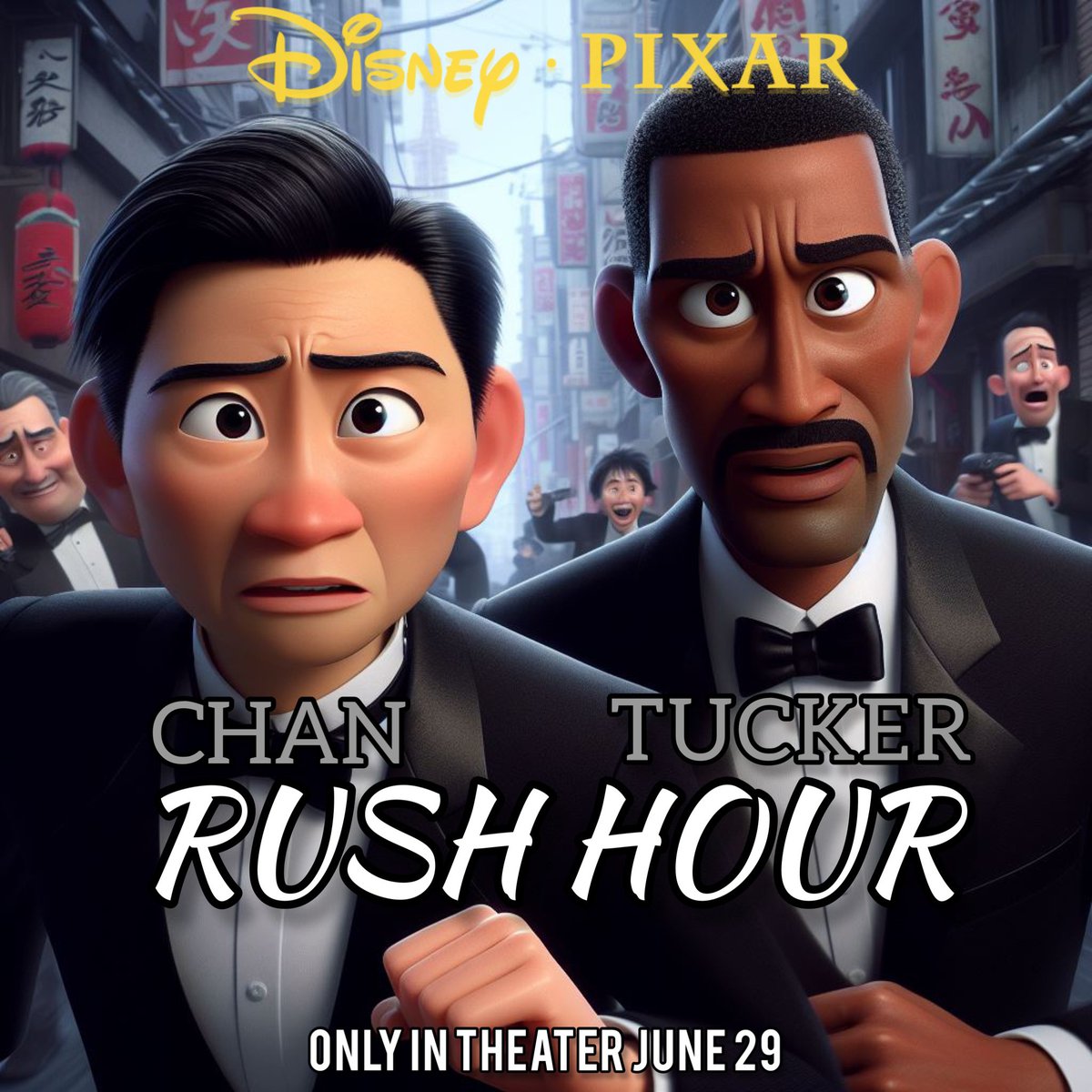 MrAkinester's tweet photo. I NEED THIS MOVIE 🍿!!!!  #AI #AIart #aiartcommunity #disney #Pixar #PixarAIChallenge #pixarai #ComingOutDay #rushhour #rush #hour https://t.co/Vm7TTsEPg1
