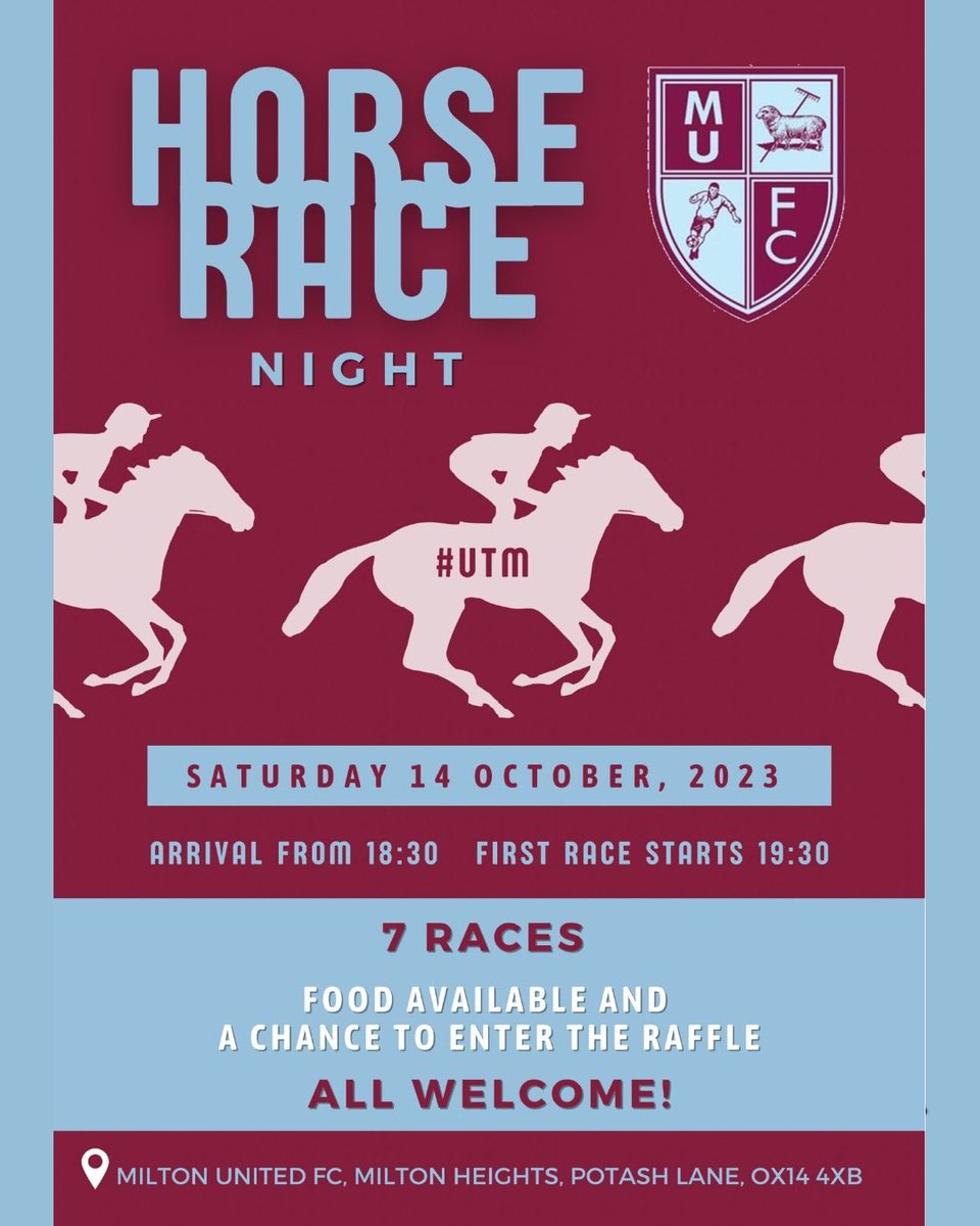 Race night this Saturday at The Heights! Everyone is welcome🏇 #UTM #racenight #oxfordshire