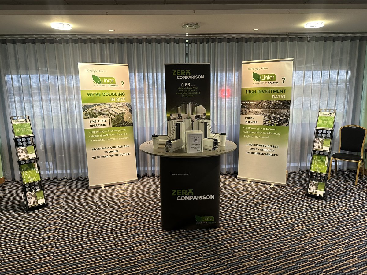 Liniarprofiles's tweet photo. We’re all set up and ready for the @GlazingSummit at Edgbaston Stadium today! Come and see the #Zero90 window & door range and meet the Liniar team! #GS23 #LoveLiniar https://t.co/dlRofUYnPi