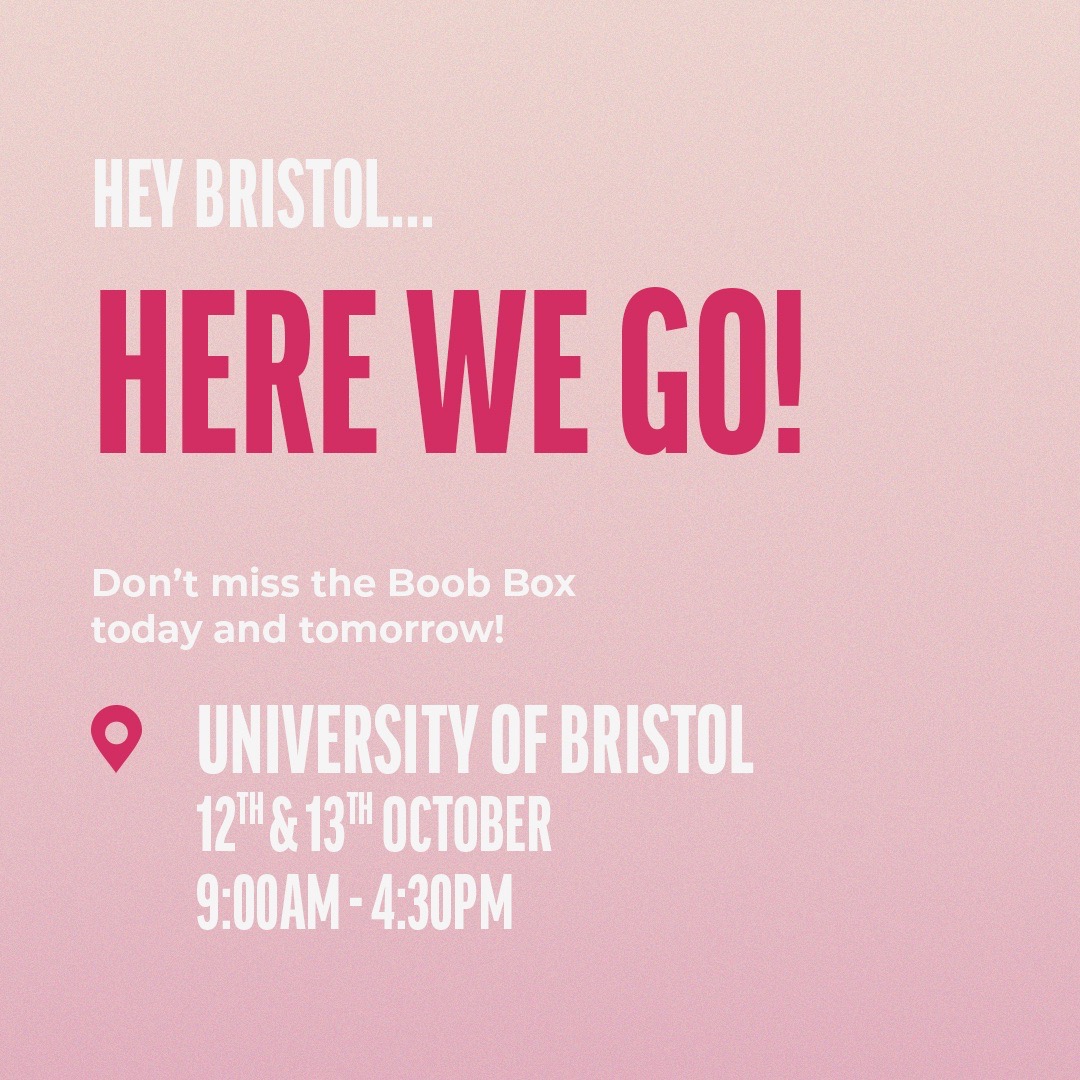 Bristol, the Boob Box has arrived! You can find us by the student union 🚚🍒 

Make sure you're signed up to get your thong: bit.ly/3Fw9rlb

#UNIVERSITYOFBRISTOL