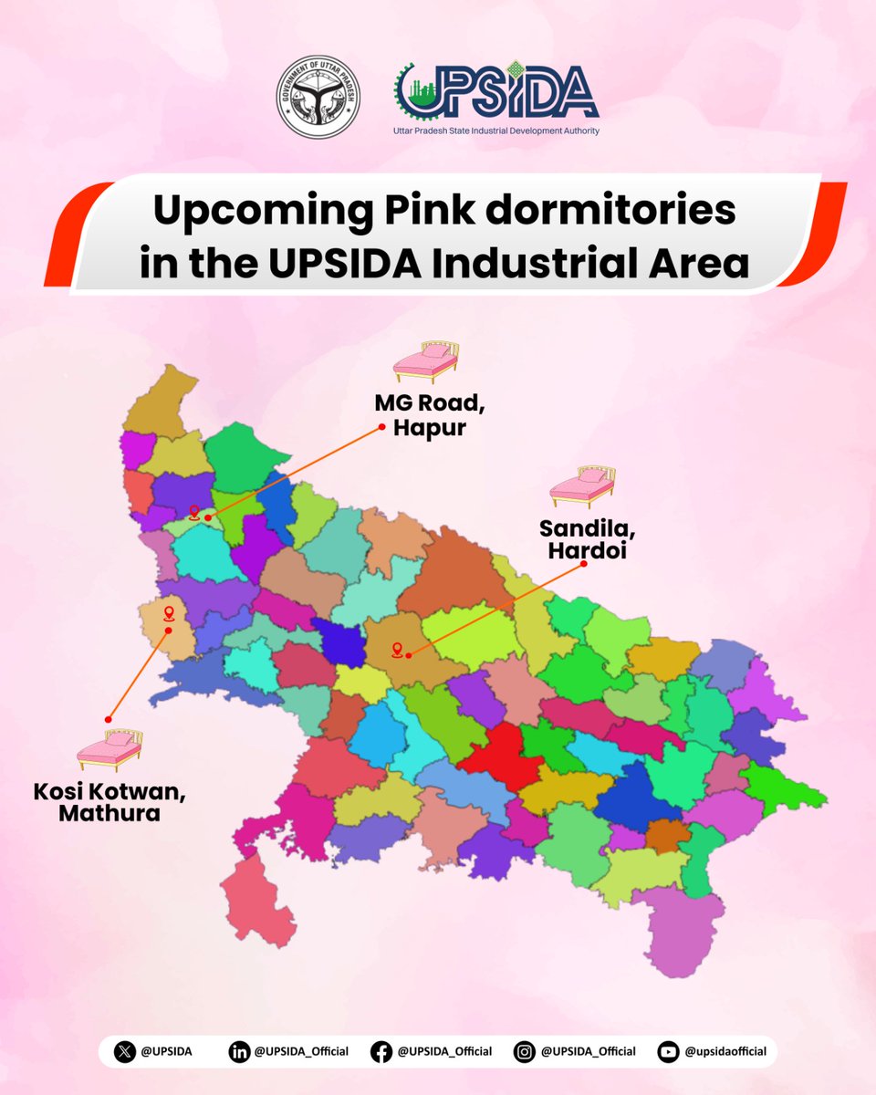 #SafeIndustrialArea A step towards a healthier and safer industrial environment! Upcoming Pink dormitories in the following UPSIDA Industrial areas contribute to the well-being of our women workforce #UPSIDA #WomenEmpowerment #pinktoilet #industrial_area #safecity