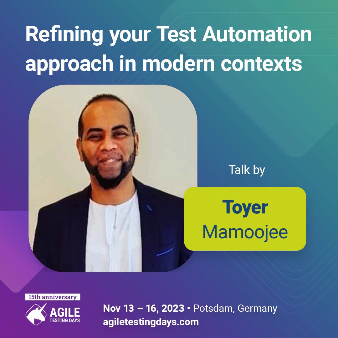 It’s official!! I will be speaking <a href="/AgileTD/">Agile Testing Days</a> next month - looking forward to giving this session again as the interest on this topic has been quite far reaching. #AgileTD + always looking forward engage and interact with the Global community 🙌🚀

agiletestingdays.com/2023/session/r…