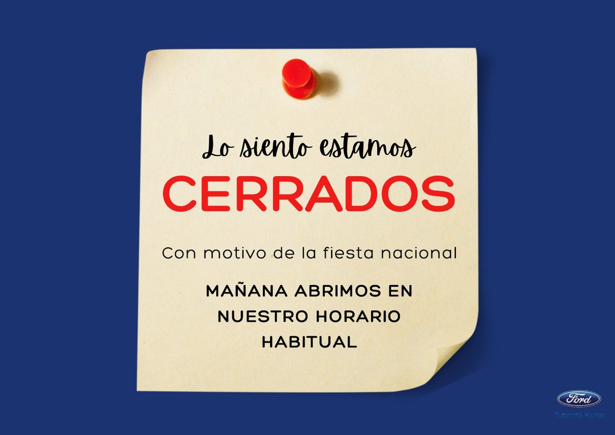 🎉 Queridos clientes,

Por motivo de la festividad nacional, hoy permanecemos cerrados. ¡Pero no te preocupes! Mañana estaremos de vuelta en nuestro horario habitual para atenderte como siempre. 

¡Gracias por tu comprensión! #barralauto