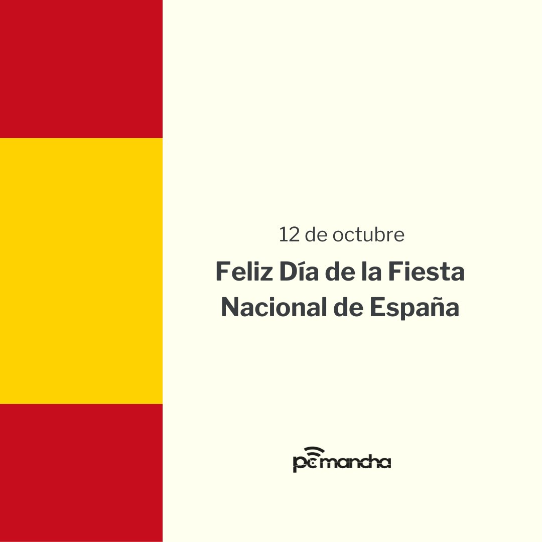 pcmancha_com's tweet image. 🇪🇸 En PC Mancha celebramos con orgullo y respeto el Día Nacional de España.
Un día para recordar nuestra rica historia, diversidad, tradiciones, gastronomía y, por supuesto, ¡de buena compañía 🥳🎉!

¡Feliz 12 de octubre a tod@s!

#DíaNacionalDeEspaña #PCMancha #12DeOctubre