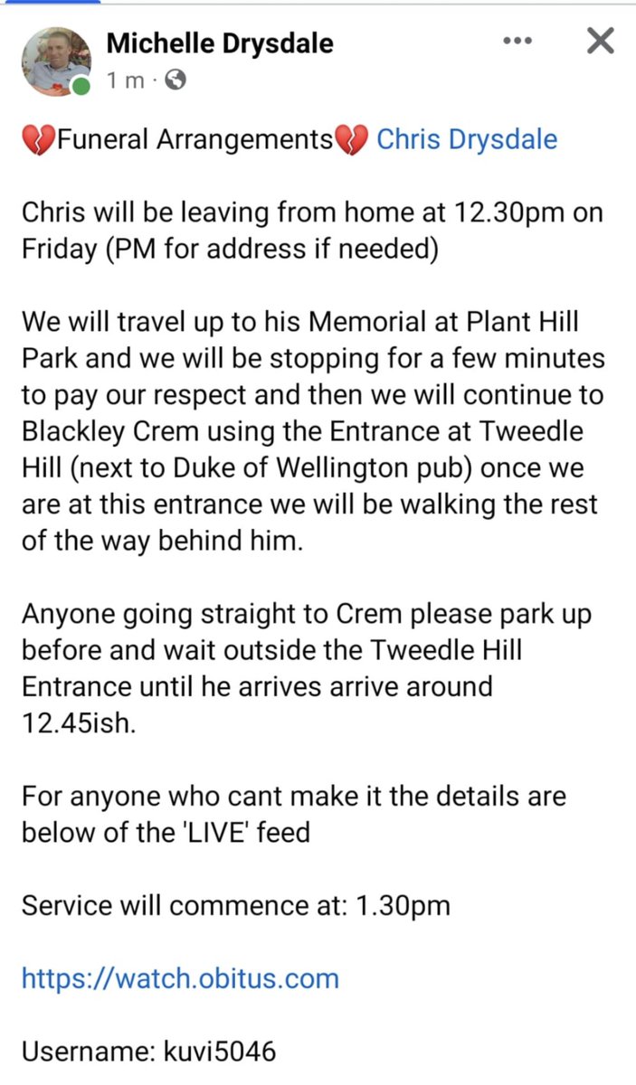 Details for Dyers Funeral tomorrow

#Itsoktotalk #MCFCOK