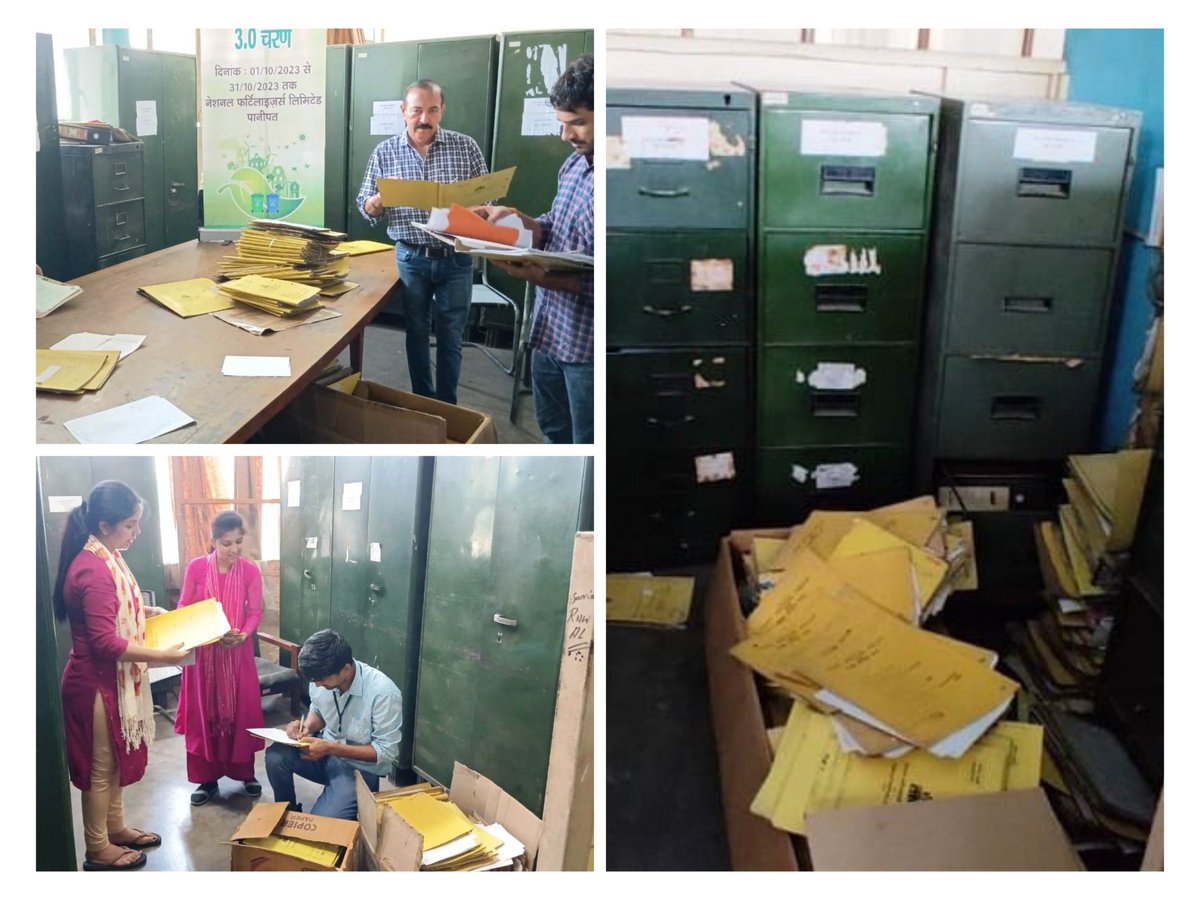 NFL_Kisan's tweet image. #SwachhataHiSeva Record Management and #WeedingOut of the redundant files under Special Campaign 3.0

NFL #Panipat Unit employees identifying the redundant files for weeding out during the Campaign. A large number of files were weeded out and rearranged.
#SpecialCampaign3