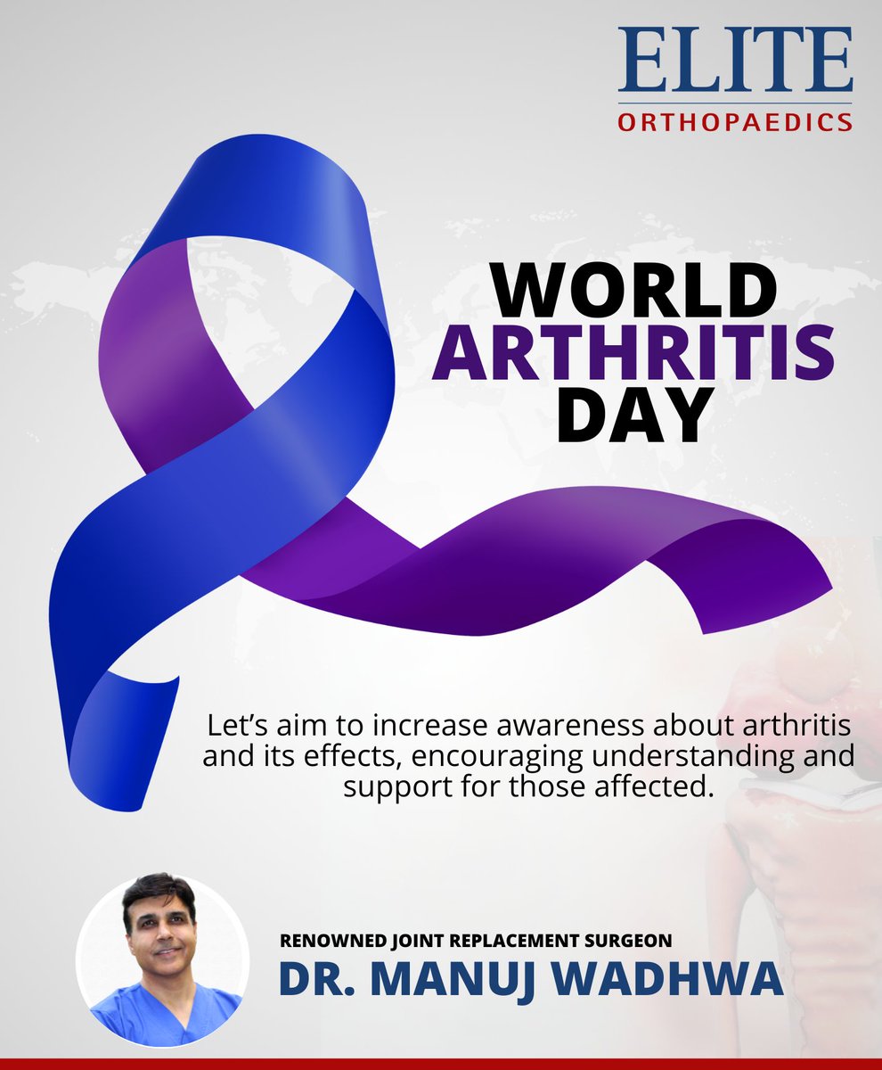 On WORLD ARTHRITIS DAY, Let's unite to raise awareness about arthritis &amp; its impact on millions. Together, we can foster understanding and support for those battling this condition. 💙

- Dr. Manuj Wadhwa &amp; Team

#WorldArthritisDay #ArthritisAwareness #SupportAndUnderstanding