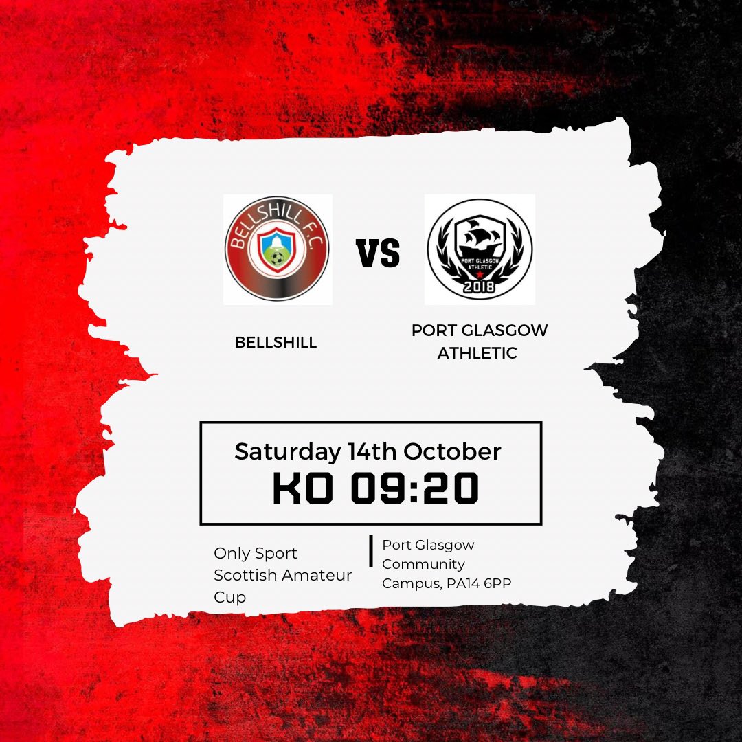 BellshillAFC's tweet photo. Scottish Cup replay this weekend for us as we travel to @PortAthletic after our initial 3-3 draw with the championship side in a back and forth game! 

The boys put in a good shift in the first game and hope to see more of the same this weekend!

Mon the Hill 🔴⚫️ https://t.co/kTijxDaB4X
