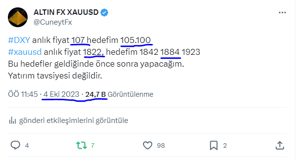 CuneytFx's tweet photo. #DXY 107 den 105,550 HEDEF TAMAM 👍

#XAUUSD 1818 den 1882 HEDEF TAMAM 👍

200 RT İSTERİM 💰💵

#DXY #XAUUSD #ALTIN ÖNCE SONRA 💰💰💵💵 https://t.co/oZOgZvU1EB