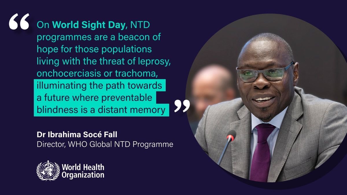 drclstbg's tweet photo. 🌍 On #WorldSightDay, let's highlight the critical importance of NTDs. @SoceFallBirima NTD programs are a beacon of hope for millions, helping prevent and treat diseases that steal sight. Let's work together to ensure a brighter future for all. 
👁️ #VisionForAll #BeatNTDs https://t.co/Dpw7WoPi0F