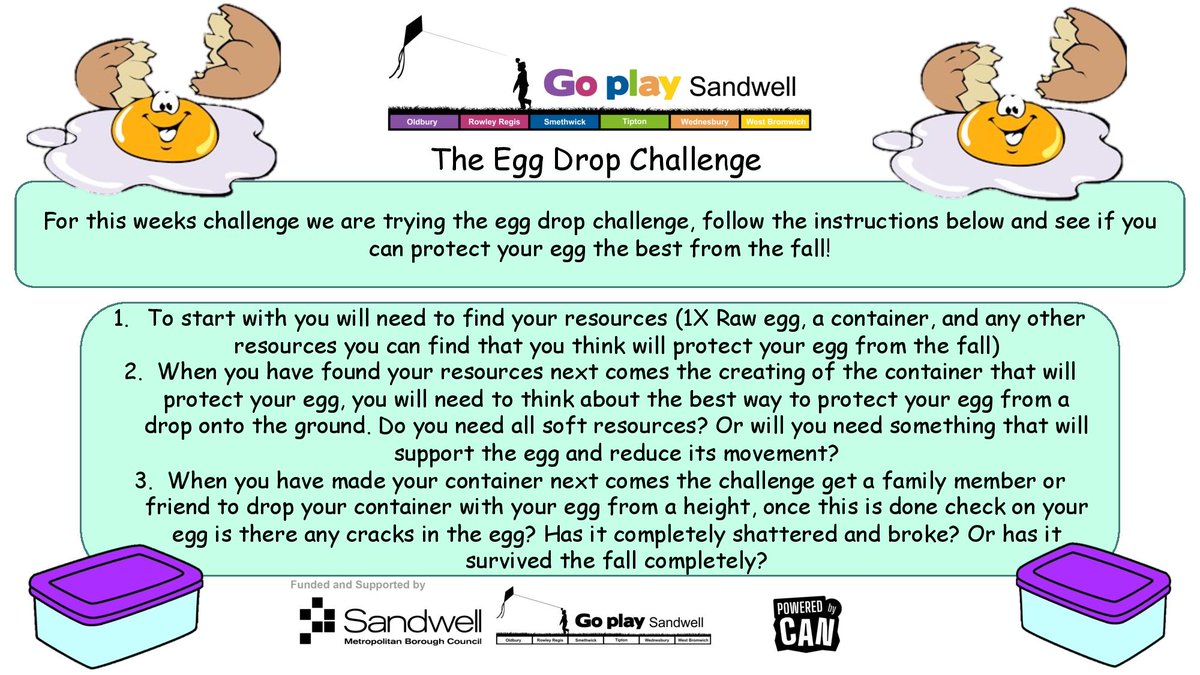 ‘This week’s challenge will test to see how well you are able to protect your egg, follow the instructions attached and try for yourself’

Don't forget to ask a grown up if you can use an egg!

#gpschallenge
#goplaysandwell
#activitiesforkids
#playathome