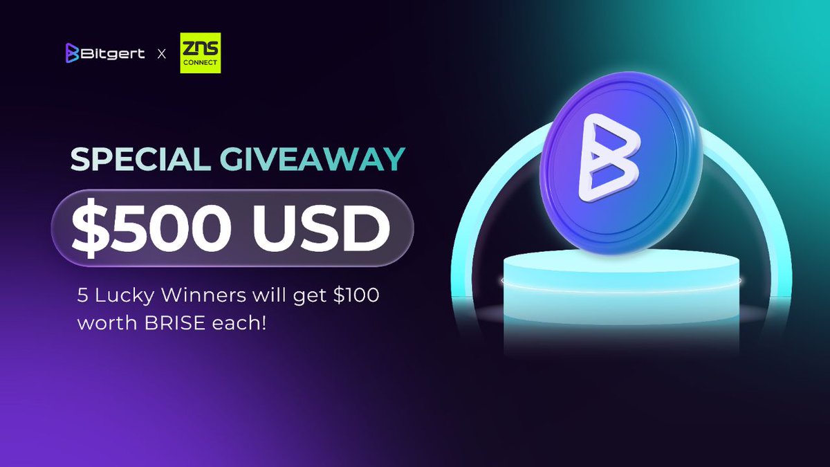 🎉 Try your luck for a chance to win 500 USDT!🚀

Ready to win big? Participate in our exclusive giveaway contest with <a href="/bitgertbrise/">Bitgert - $BRISE</a>! Here's how to enter:

1️⃣ Follow <a href="/bitgertbrise/">Bitgert - $BRISE</a> and <a href="/ZNSConnect/">ZNS CONNECT</a>
2️⃣ Join our Telegram group: t.me/bitgertbrise
3️⃣ Retweet the linked post: