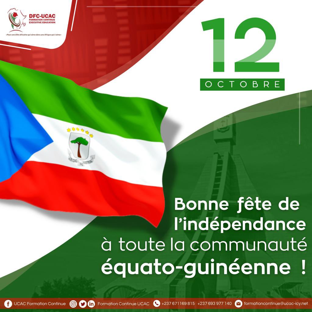 FC_UCAC's tweet photo. Aujourd’hui, la FC UCAC se joint au rythme de l’Unité 🤝, de la Paix 🕊️ et de la Justice 👨🏾‍⚖️. 

Bonne fête nationale au peuple équato-guinéen 🇬🇶 🎉

#Guinée #Equatoriale #Guinéeéquatoriale #independance #fête #nationale #FCUCAC #UCAC

1/2 https://t.co/lVowhkYtKQ