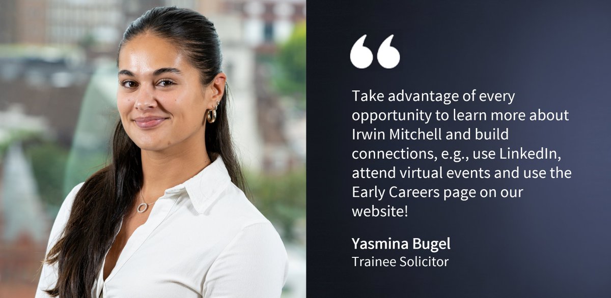 Spaces are now open for our first Irwin Mitchell virtual event on 31 October. For more information about our #TrainingContract approach, SQE and our wide range of departments across the business, please sign up here: shorturl.at/irFQ9