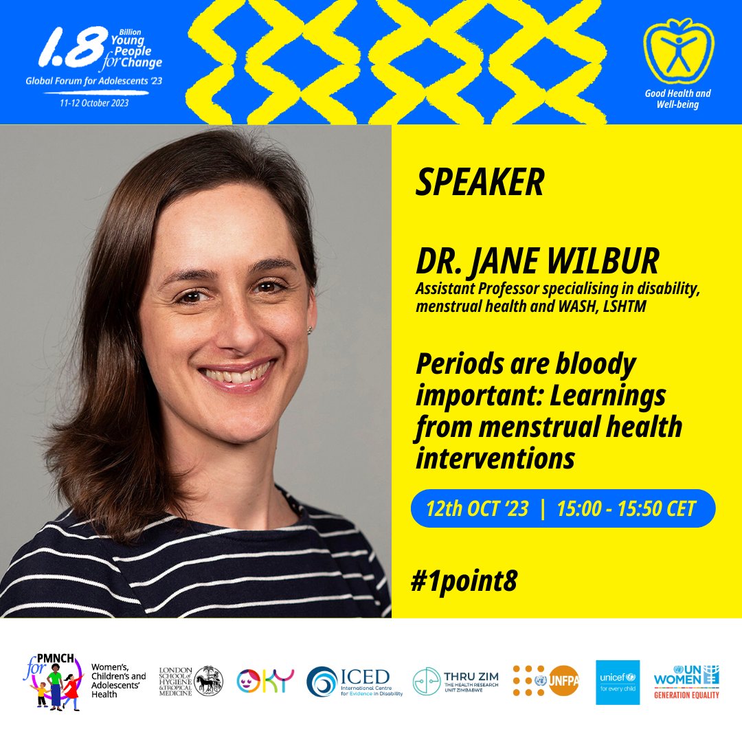ICED_LSHTM's tweet photo. Looking forward to today’s session ‘Periods are bloody important: Learnings from menstrual health interventions’ 🙌

Join presenters &amp; hear innovative solutions to enable girls with and without disabilities to thrive.

📅Today
⏰15:00-15:50 CET
🔗https://t.co/kCBNSqG5mW

#1point8 https://t.co/P4UvByX3Rg