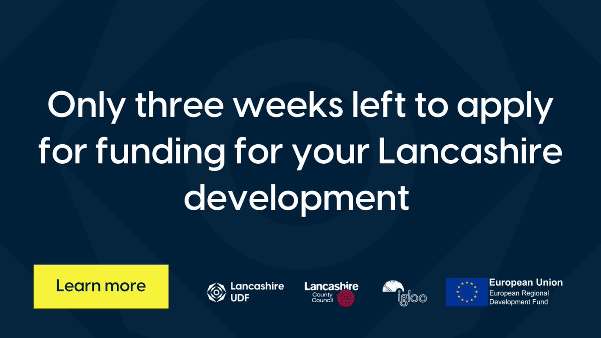 Our fund has been designed to support small to medium-sized enterprises from Lancashire's high-growth sectors, including engineering, aerospace, automotive, creative and environmental.

Apply by 1st November, or £14m of investible capital will be lost: lancashireudf.co.uk