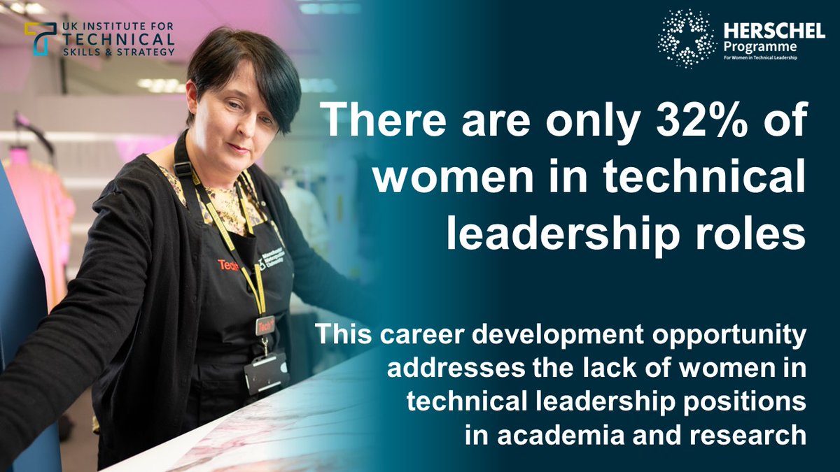 Only 32% of technical managers & leaders in #highered & #research are women The Herschel Programme for Women in Technical Leadership tackles this #HerschelLeaders💫 📢2024 cohort now open for applications 🗓️Deadline 5 Nov 2023 ➡️Learn more & apply itss.org.uk/Herschel-Progr…