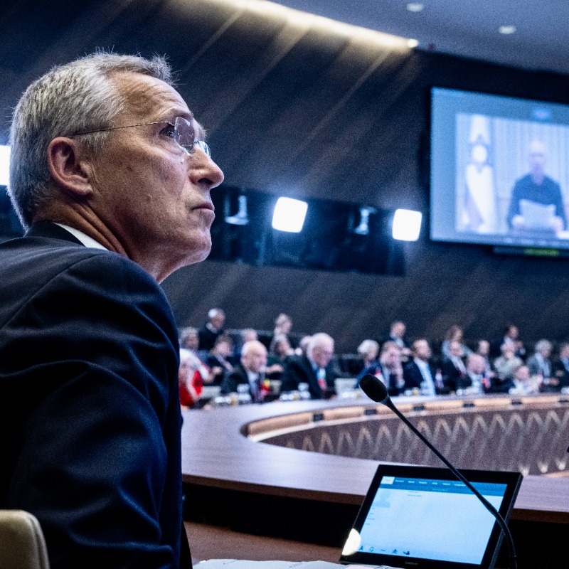 NATO's tweet photo. ❝Israel does not stand alone.❞

— Secretary General 
@jensstoltenberg

At meeting of NATO Defence Ministers, Allies condemned the horrific terrorist attacks by Hamas against Israel. #DefMin